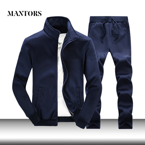 Casual Men Sets Solid Tracksuit Male Zipper Jackets+Sweatpants 2PC Sets Autumn New Brand Men's Sportswear Suit Customized Design