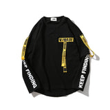 Yellow and Red Ribbons Tag Hoodies Sweatshirts Boy Men's Top Pullover Casual Hip Hop Sport for Men Letter Off Male White Black