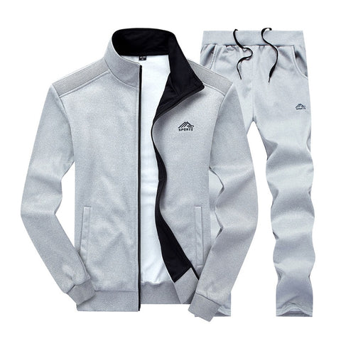Men Sportswear Set Brand Mens Tracksuit Sporting Fitness Clothing Two Pieces Long Sleeve Jacket + Pants Casual Men's Track Suit