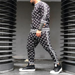 New Colorful Plaid Men Casual Zipper Set Autumn Tracksuit Set Male Sweatshirt Pocket Fashion Jackets Men Tracksuit Sets Mens set