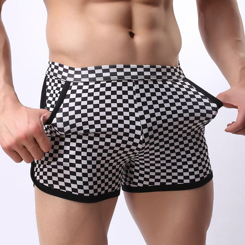 New Men Plaid Men's Casual Shorts Boxers Trunks Jogger Bodybuilding Short Pant Fitness Sweatpants Quick Dry Workout With Pocket