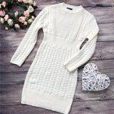 RUGOD New Autumn Winter Sweater Dress Women Fashion Hollow Out Knitted Dress Multi Colors Twist Pattern Bodycon Dress 2020 New