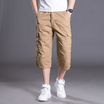 Summer Men's Baggy Multi Pocket Cargo Straight Shorts breeches Male Long Army Green Khaki Mens Loose Short Plus Size 5XL